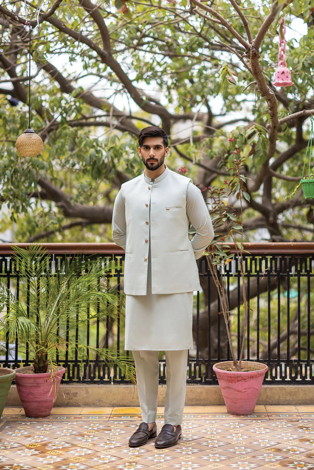 Pistachio Waistcoat with Kurta Pajama